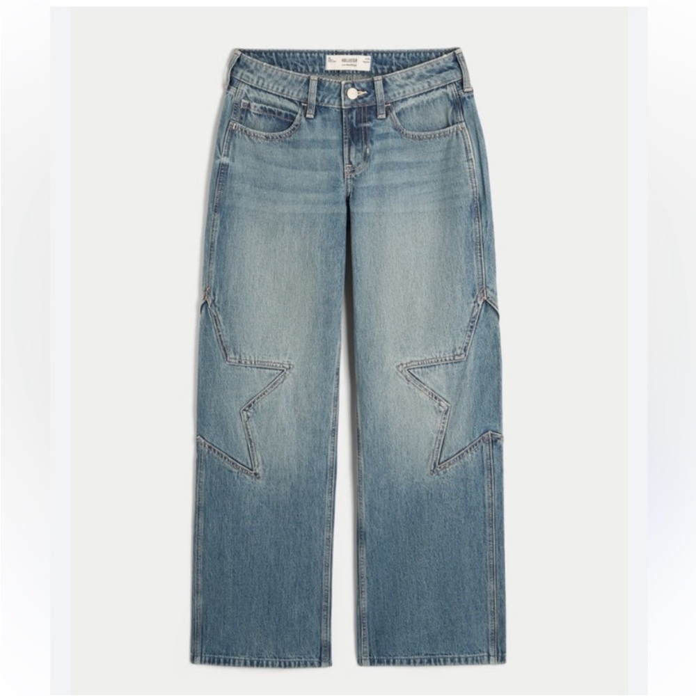 Hollister Baggy Low Rise Star Seam Jeans